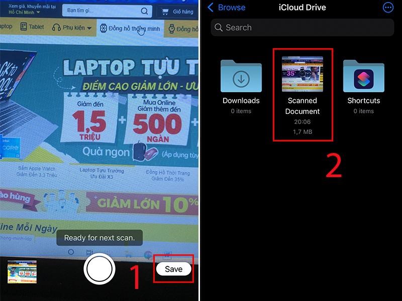 Scan bằng ứng dụng Tệp
